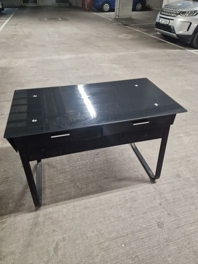 Black glass table