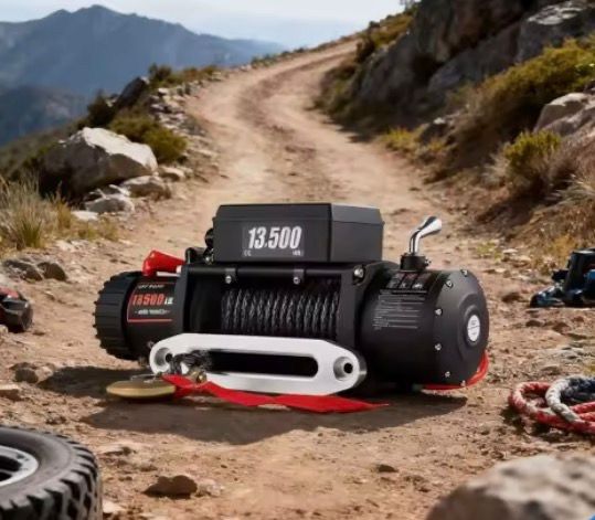 Electric Winch 13500 LBS/ 6123KG 12V 27M/92FT Synthetic Tow Rope Lifting troliu Hoist for 4X4 Car Trailer ATV Truck Boat