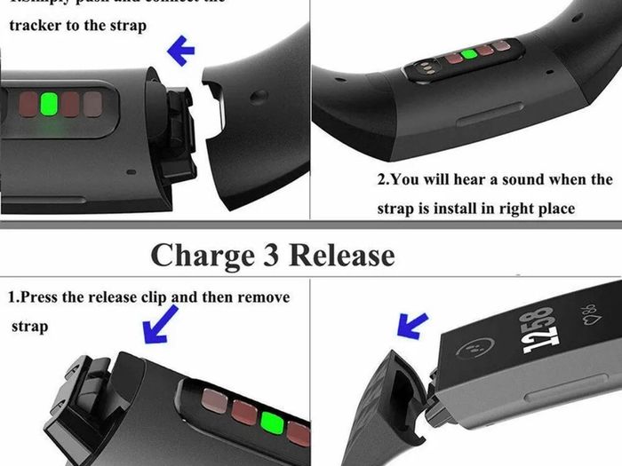 SMALL PURPLE Silicone Band Strap Buckle For Fitbit Charge 3 4 Replacement
