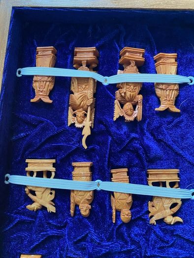 Vintage Chinese Bone Hand Carved Ivory Chess Set Hong Kong 1960s
