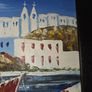 Oil on Canvas by Vinno Mediterranean Scene - Framed Image 7