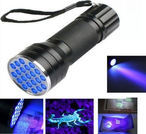21 LED UV Ultra Violet Mini Flashlight Aluminum Blacklight Ink Torch Light Lamp