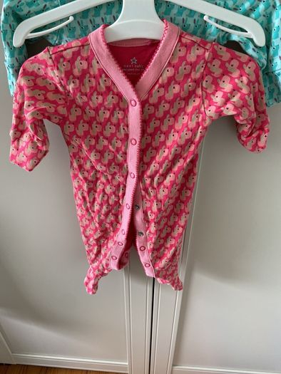 4 pack Next babygrows green and pink up to 1 month
