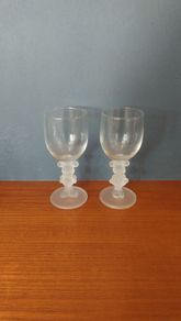 Fantastic Pair of Rare and Collectable Mickey Mouse and Minnie Mouse Wine Glasses with Frosted Character Stems by Walt Disney Company, in Mint Condition