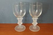 Fantastic Pair of Rare and Collectable Mickey Mouse and Minnie Mouse Wine Glasses with Frosted Character Stems by Walt Disney Company, in Mint Condition
