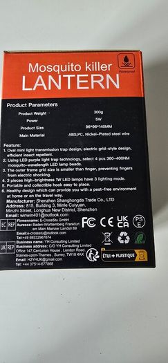 HgUltra Insect Killer, Mosquito Lamp, USB Rechargeable with LED Light, IPX6 Waterproof, Battery for Indoor and Outdoor Use