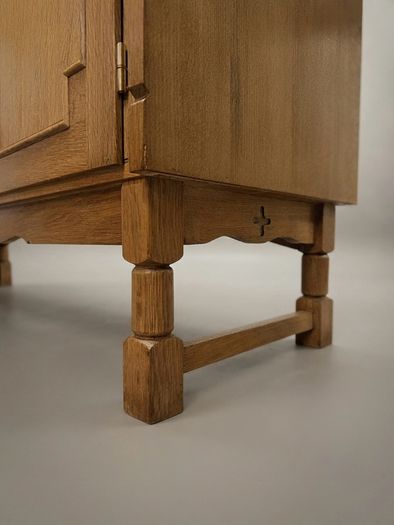 Danish Brutalist Oak Sideboard, 1960s Architectural Design