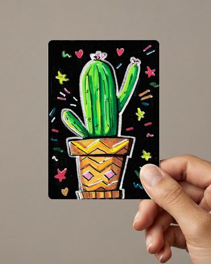 Original ACEO Card Cactus Painting Acrylic