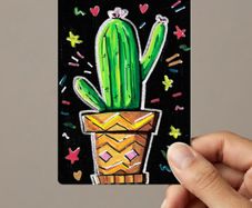 Original ACEO Card Cactus Painting Acrylic