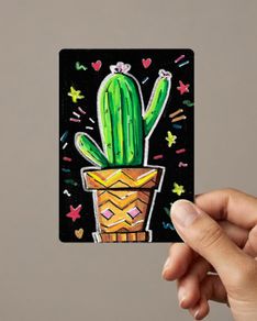 Original ACEO Card Cactus Painting Acrylic