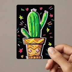Original ACEO Card Cactus Painting Acrylic