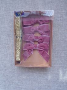 Gift topper  set, Velvet bows, Gold ribbon. Gift wrap. Craft supplies