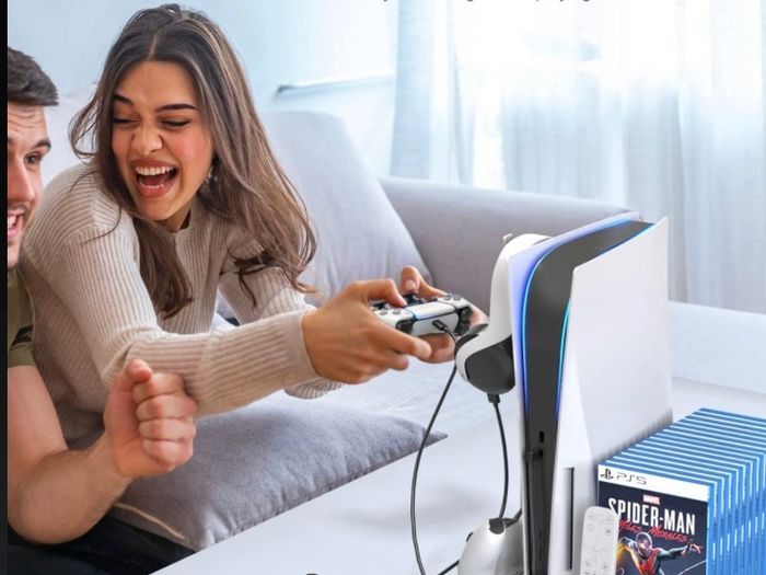 PS5 Stand with Cooling Fan and Headphone Holder, PS5 Cooling Fan with Dual PS5 Charging Station, PS5 Accessories for PS5 Console with 15 Game Slots (FREE POSTAGE)