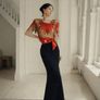 Vintage Chinese Hand Beaded Silk Bridal Top  Gold Embroidery  Size M Image 2