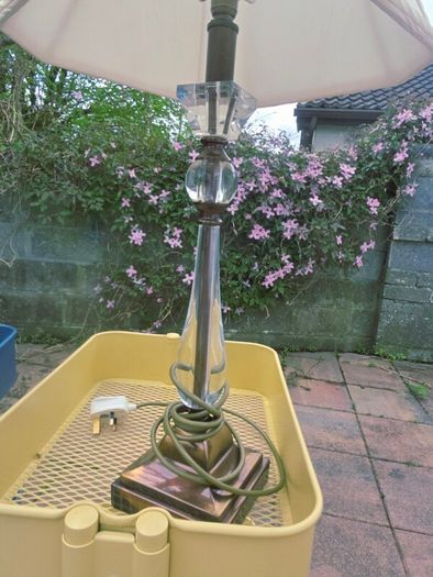 Stunning Pair of Crystal-Style & Antique Brass Table Lamps