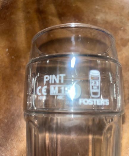 Fosters beer pint glass