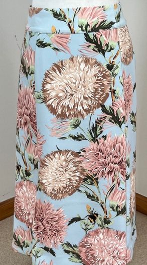Warehouse light blue pink flower bee print lined skirt