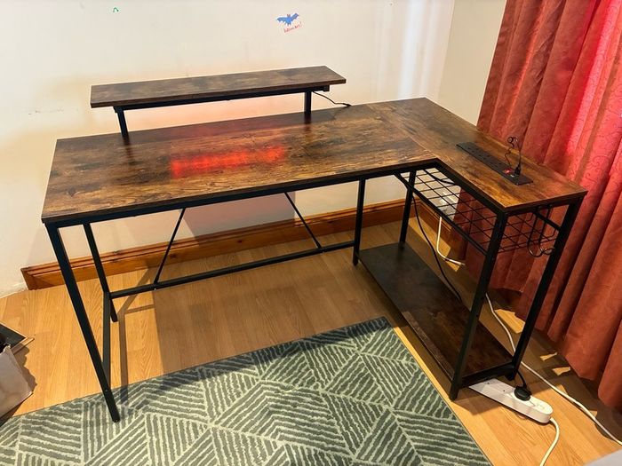 Wood with metal frame large desk
