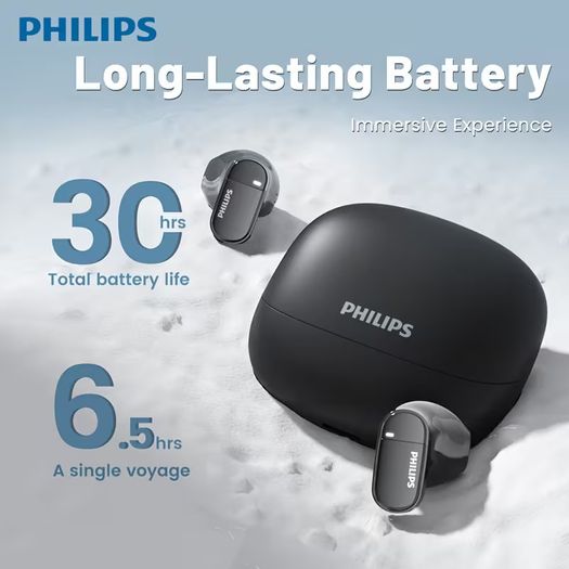 PHILIPS True Wireless Earphones Earbuds - Comfortable for iPhone/ Android, Built-in Microphone Sweat Wireless Headset, Wireless Headphones TAT2169 / New