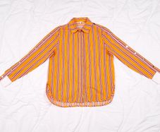 Maje Orange Pink Striped Snap Button Long Sleeve Blouse Shirt 8UK/36EU