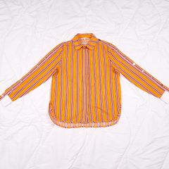 Maje Orange Pink Striped Snap Button Long Sleeve Blouse Shirt 8UK/36EU