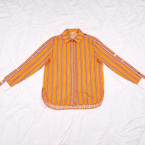 Maje Orange Pink Striped Snap Button Long Sleeve Blouse Shirt 8UK/36EU