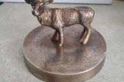 Vintage Brass effect Deer on circle base.