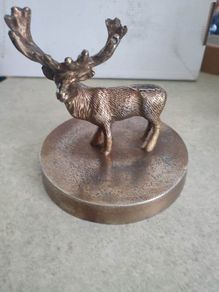Vintage Brass effect Deer on circle base.