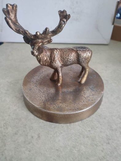 Vintage Brass effect Deer on circle base.