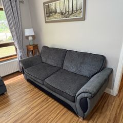 Grey Sofa, Love Chair and Footstool Set