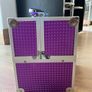 Vanity Box Cosmetics Case Makeup Organiser Box Beauty Cosmetic Make Up Storage Case 4 Trays Lockable with Keys, Purple Image 2