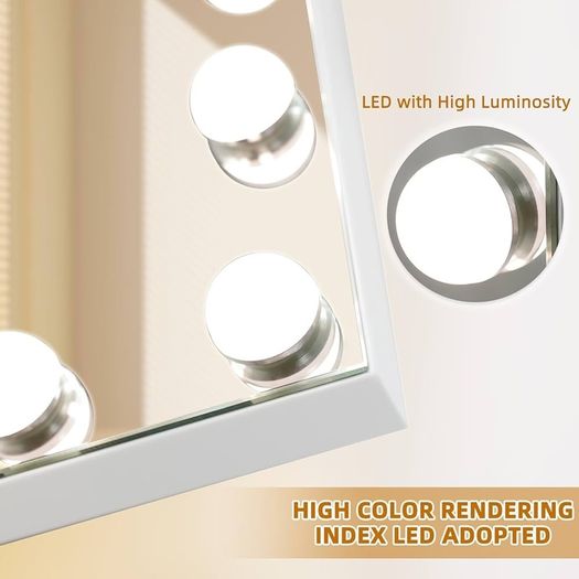 NEW SALE | Hollywood Mirror Vanity Mirror with Lights 14 Dimmable Lightbulbs 3 Lighting Modes for Dressing Table Vanity Mirror Makeup Mirror 10x Magnifying Glass Touchscreen 50x42cm