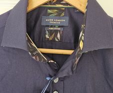 Guide London Premium Navy Cotton Shirt (Size M)