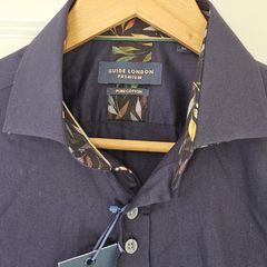 Guide London Premium Navy Cotton Shirt (Size M)