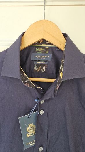 Guide London Premium Navy Cotton Shirt (Size M)