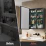 70x50cm Aluminum LED Bathroom Mirror Cabinets, 3 Color Light Modes & Defogger, Family-Friendly with 3 Storage Shelves, Moisture-Resistant Easy Assemble for Small Bathrooms/Rental Apartments Image 2