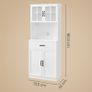 Tall Kitchen Storage Cabinet with Drawer and Upper Glass Doors white Image 5