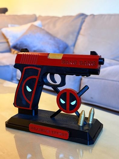 Deadpool Inspired Decorative Pistols Replica / 3D Printed Collectible with Display Stand