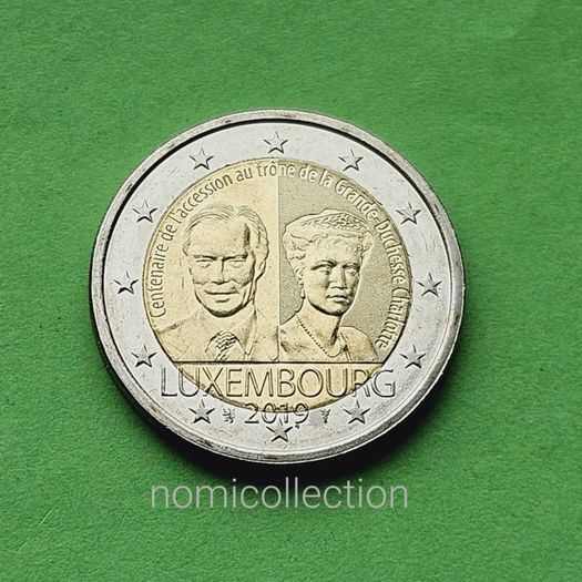 Luxembourg 2019 year Uncirculated 2 Euro coin.