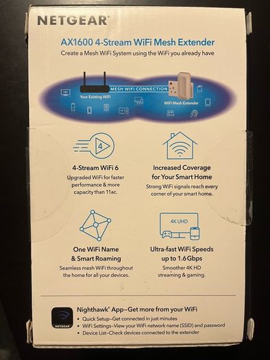 Netgear WiFi Extender Booster EAX12 | WiFi 6 Repeater | WiFi Booster Range Extender | AX1600 Covers up to 1200 sq ft and 15 Devices