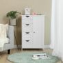 _Wooden Bathroom Sideboard with 4 Drawers, Cabinet Door, Adjustable Shelf, Living Room, Kitchen, Hallway, Deep, Freestanding, White Image 3