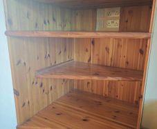 Solid pine wood shelving corner unit