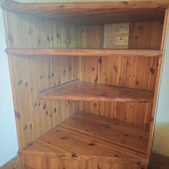 Solid pine wood shelving corner unit