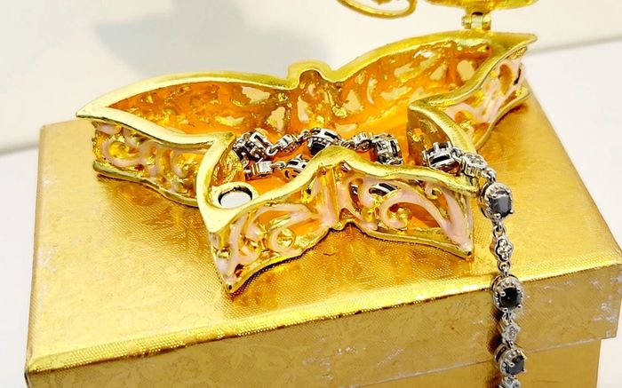 Butterfly Handmade Crystal Studded Trinket Box - Multi