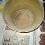 Antique Footed Brass Cachepot Planter features horizontal ribbing near the flared rim and subtle aged patina, Image 2