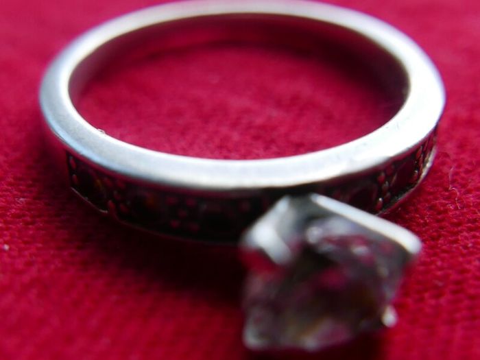 Vintage Sterling Silver 925 Statement Solitaire Ring with Round Faceted White Topaz size P  - 3,51g