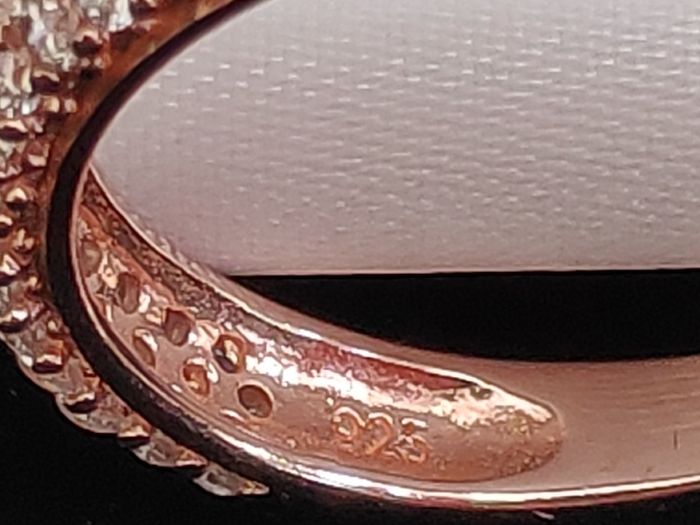 925 Sterling silver Rose Gold CZ micro pave ring