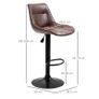 2-Piece Set of Bar Stools Bar Chairs, Height Adjustable, with Footrest, 46.5cm x 50cm x 108cm, Black + Brown Image 2