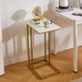 Set of 2 Small Side Table for Laptop, End Table for Sofa, Couch Table with Metal Frame for living Room, Bedroom, Balcony, White and Gold Metal Frame Image 4