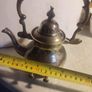 Antique Engraved Victorian Brass Hot Water Tea Kettle RARE EUC Image 7